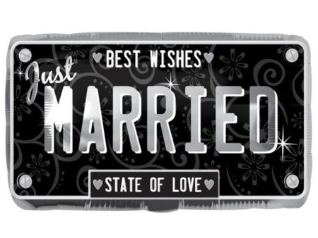 Just Married License Plate Foil Balloon 22 x 13in For Discount