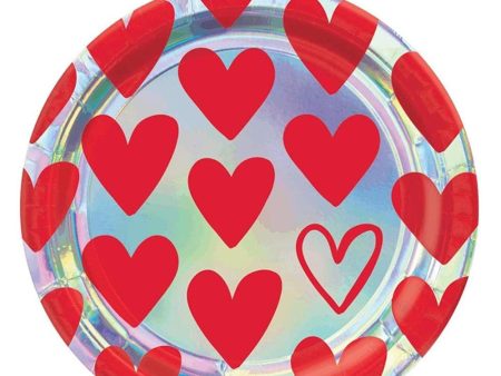 Heart Day Paper Plates 9in, 8pcs Online Sale