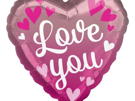 Ombre Love You Pink Foil Balloon 43x43cm Cheap