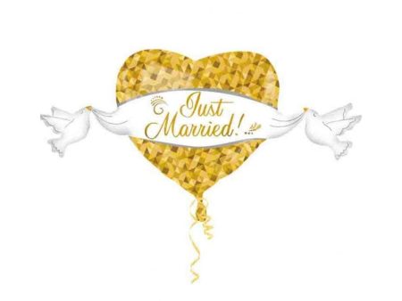 Just Married Heart and Doves SuperShape Balloon 41x21in Online