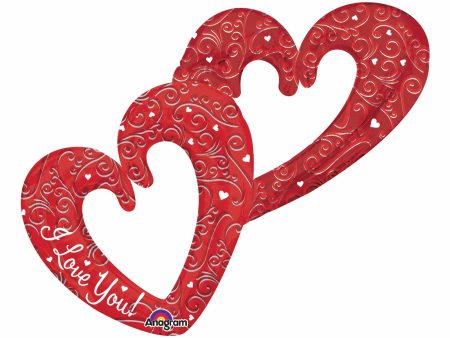 Love Interlocking Hearts Multi Foil Balloon 53in Hot on Sale