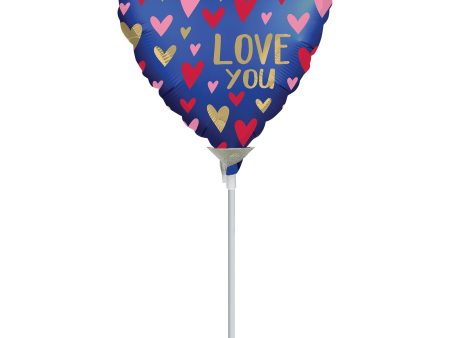 Navy & Gold Love Satin Foil Balloon 22cm Cheap