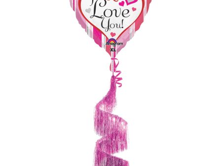 Pink Stripes Love You Coil Tail Airwalker Balloon 36x68in Cheap